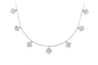 Clover Diamond Necklace 14k Solid Gold 1.90ctw