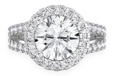 Sphinx - 2.00ct Round Solitaire - Split Shank Halo - Diamond Engagement Ring - All Natural