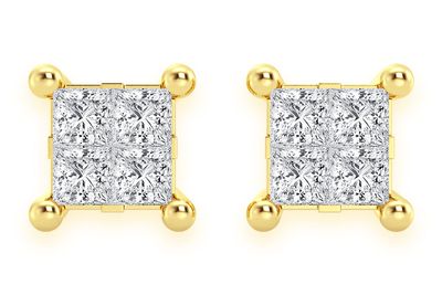 1.00ctw Quad Stud Diamond Earrings 14k Solid Gold 