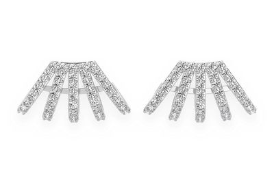 Five Row Cuff Diamond Earrings 14k Solid Gold 1.00ctw