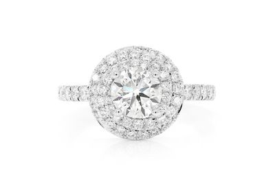 1.00ct Round Solitaire - Double Twist Halo -diamond Engagement Ring - All Natural