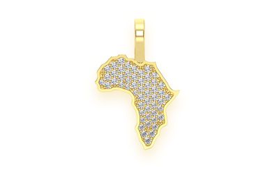 Africa Diamond Pendant 14k Solid Gold 0.25ctw