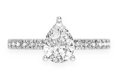 Thinn - 1.00ct Pear Solitaire - One Row Under Halo - Diamond Engagement Ring - All Natural