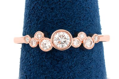 9 Stone Graduated Bezel Diamond Ring 14k Solid Gold 0.35ctw