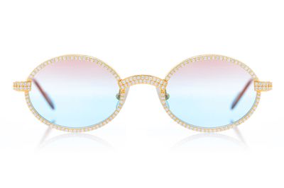 Cartier Glasses Iced Out Diamond Rims - Pink/blue Fade Lens - 4.50ctw