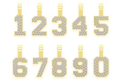 Small Jersey Number Diamond Pendant 14k Gold .10ctw