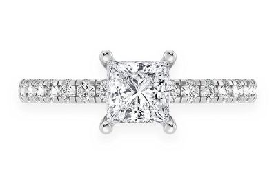 Thinn - 0.75ct Princess Solitaire - One Row Under Halo - Diamond Engagement Ring - All Natural