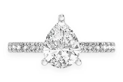 Thinn - 1.50ct Pear Solitaire -one Row Under Halo - Diamond Engagement Ring - All Natural