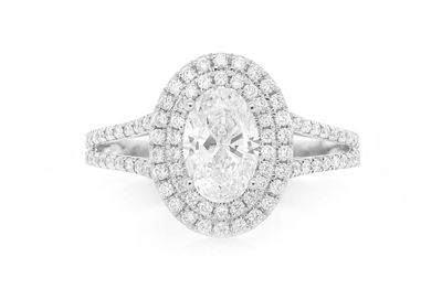 .75ct Oval - Double Halo Split Shank - Diamond Engagement Ring - All Natural