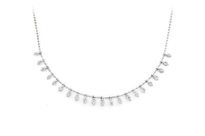 21 Stone Diamond Necklace 14k Solid Gold 0.75ctw