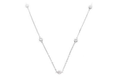 Round Bezel Set Diamond Necklace Connected 14k Solid Gold 0.85ctw