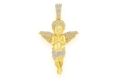 Praying Angel Diamond Pendant 14k Solid Gold .50ctw