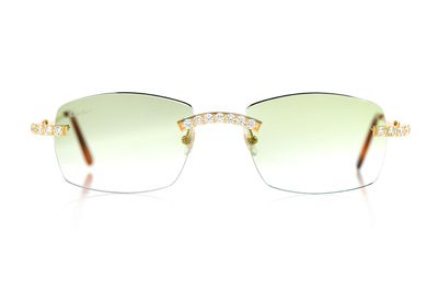 Cartier Glasses Iced Out Diamonds Rimless - Green Fade Lens - 5.00ctw
