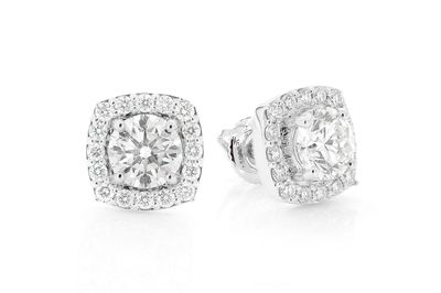 2.25ctw Round Cushion Halo Diamond Earrings 14k Solid Gold