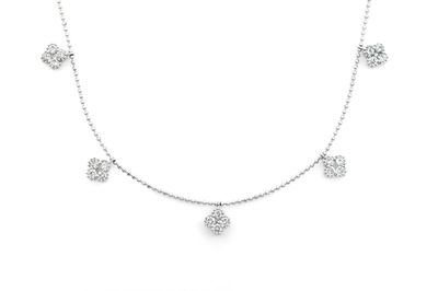 7 Clover Diamond Necklace 14k Solid Gold 1.00ctw