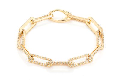 1 Row Elongated Rolo Link Diamond Bracelet 14k Gold 3.25ctw