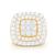 Two-Tone Step Double Halo Signet Ring 14K   