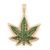 Green Cannabis Leaf Pendant 14K   