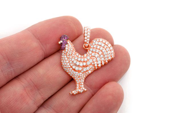 Icebox - Ruby Rooster Pendant 14K