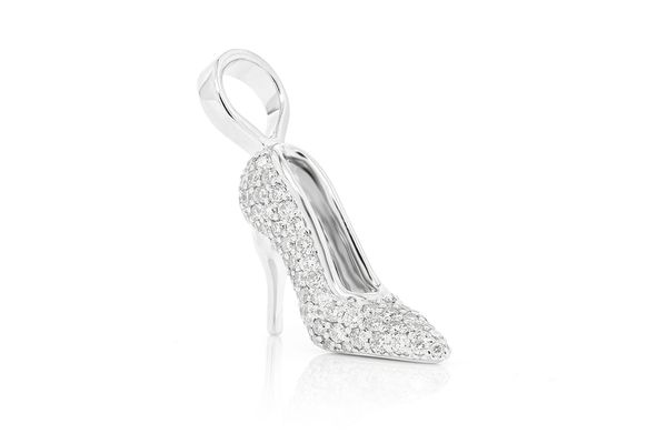 Details about   WOMEN 925 STERLING SILVER ICY DIAMOND 3D GOLD HIGH HEEL SHOE PENDANT*AGP161 