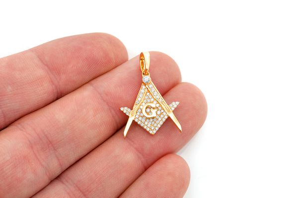 Gold Triangle Freemason Diamond Masonic Pendant 