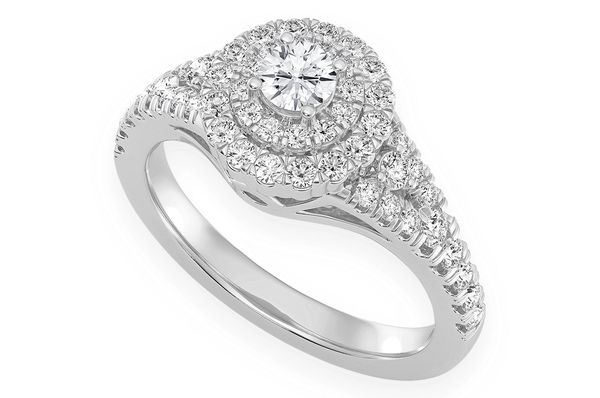 0.75ctw Round Double Halo - Diamond Engagement Ring - All Natural