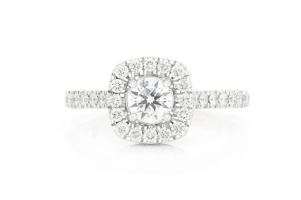 .50ct Round - Cushion Halo - Diamond Engagement Ring - All Natural