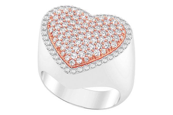 Heart Signet Diamond Ring 14k Solid Gold 1.40ctw