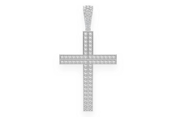 Straight Accent Cross Diamond Pendant 14k Solid Gold 5.50ctw