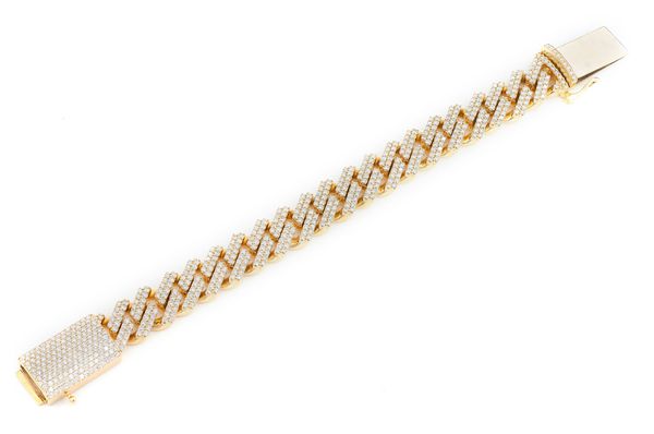 15MM Raised Miami Cuban Diamond Bracelet 14k Solid Gold 13.75ctw