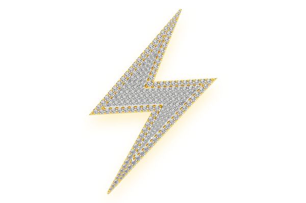 Lightning Bolt Double Layer Diamond Pendant 14k Solid Gold 2.75ctw