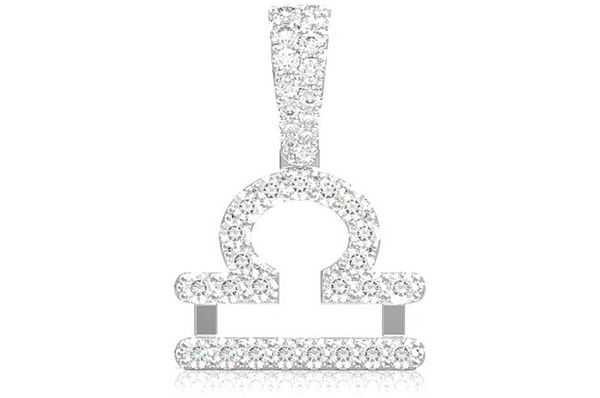 Libra Zodiac Diamond Pendant 14k Solid Gold 0.75ctw