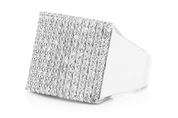 Square Signet Diamond Ring 14k Solid Gold 2.50ctw