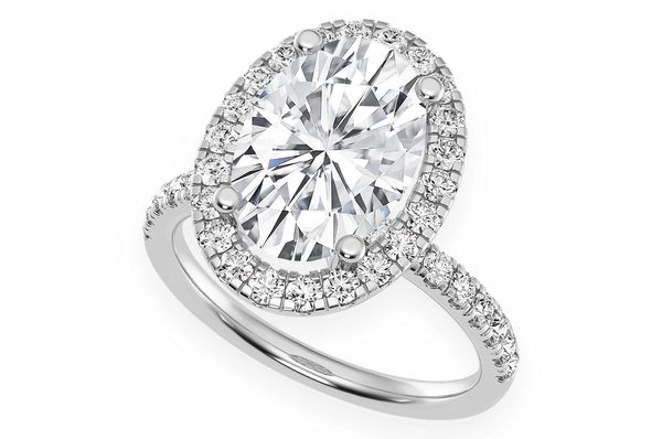 Thav - 3.00ct Oval Solitaire - Scallop Halo One Row - Diamond Engagement Ring - All Natural Vs Diamonds