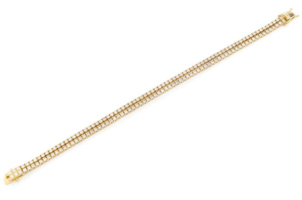 3pt Two Row Prong Set Diamond Tennis Bracelet 14k Solid Gold 4.75ctw