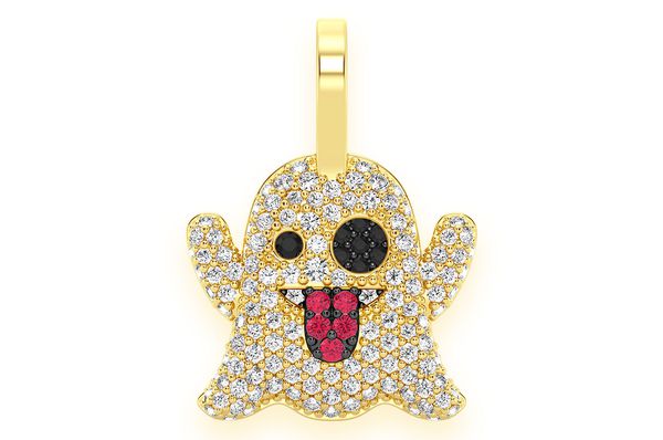Ghost Ruby & Diamond Pendant 14k Solid Gold 0.50ctw