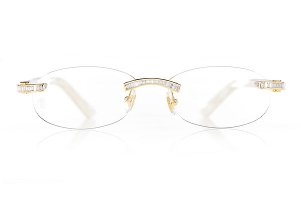 Cartier Glasses Iced Out Diamonds Rimless - 1.62ctw - Yellow Gold