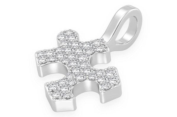 Puzzle Piece Diamond Pendant 14k Solid Gold 0.25ctw