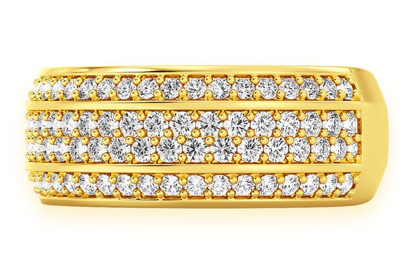  Four Row Beveled Diamond Band 14k Solid Gold 1.45ctw