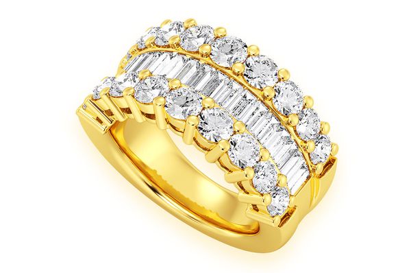 Round & Baguette Diamond Band 14k Solid Gold 4.40ctw