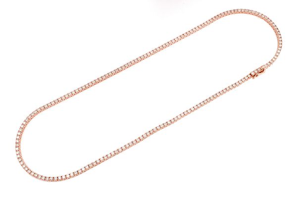 9pt Prong Set Diamond Tennis Necklace 14k Solid Gold 15.00ctw