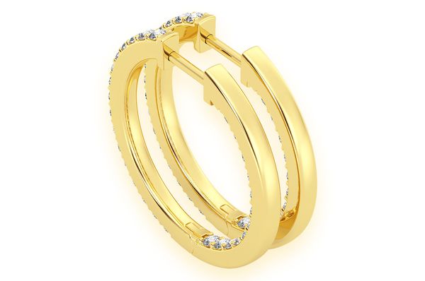 Small Inside-out Hoop Diamond Earrings 14k Solid Gold 1.75ctw