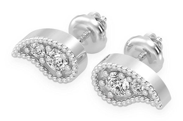 Paisley Stud Diamond Earrings 14k Solid Gold 0.05ctw