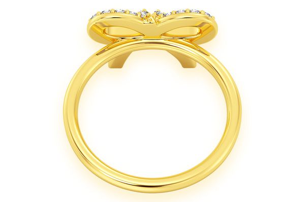 Ribbon Bow Diamond Ring 14k Solid Gold 0.25ctw