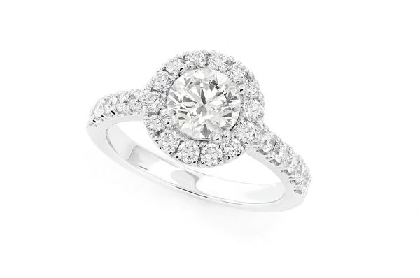 1.00ct Round Solitaire - Halo - Diamond Engagement Ring - All Natural