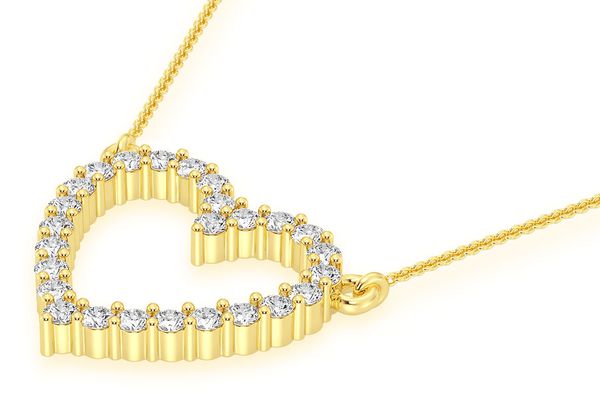 Open Heart Diamond Necklace Connected 14k Solid Gold 0.35ctw