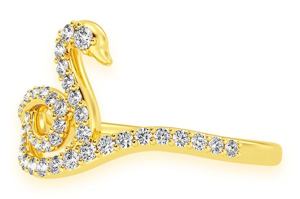 Full Body Swan Diamond Ring 14k Solid Gold 0.33ctw