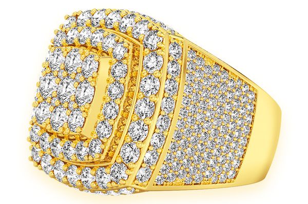 Step Double Halo Signet Diamond Ring 14k Solid Gold 7.00ctw