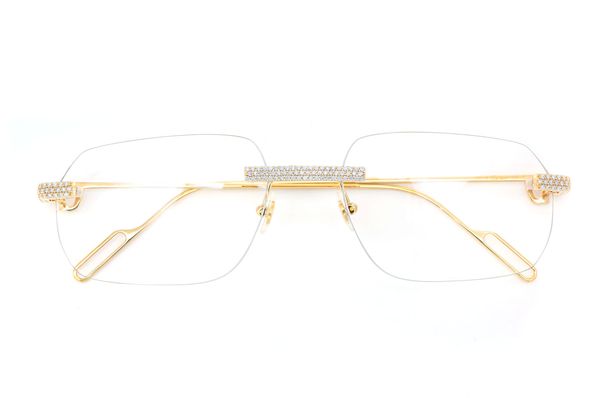 Cartier Glasses Iced Out Diamond Rimless - 1.15ctw - Yellow Gold
