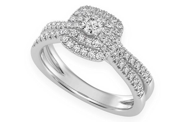 .45ctw - Double Band Three Layer Square - Diamond Engagement Ring - All Natural